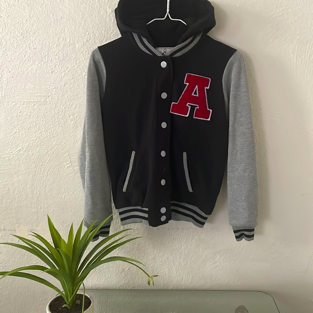 Reflex Size Small Blue, Gray & Red Button Up Hooded Sweatshirt Jacket